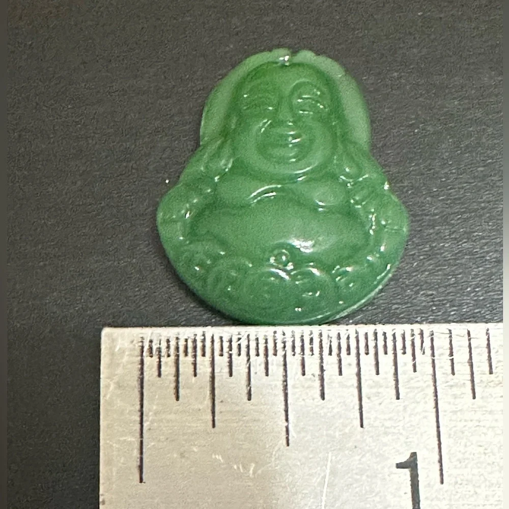 Authentic Green Jadite Happy Buddha Pendant. - Picture 2 of 3
